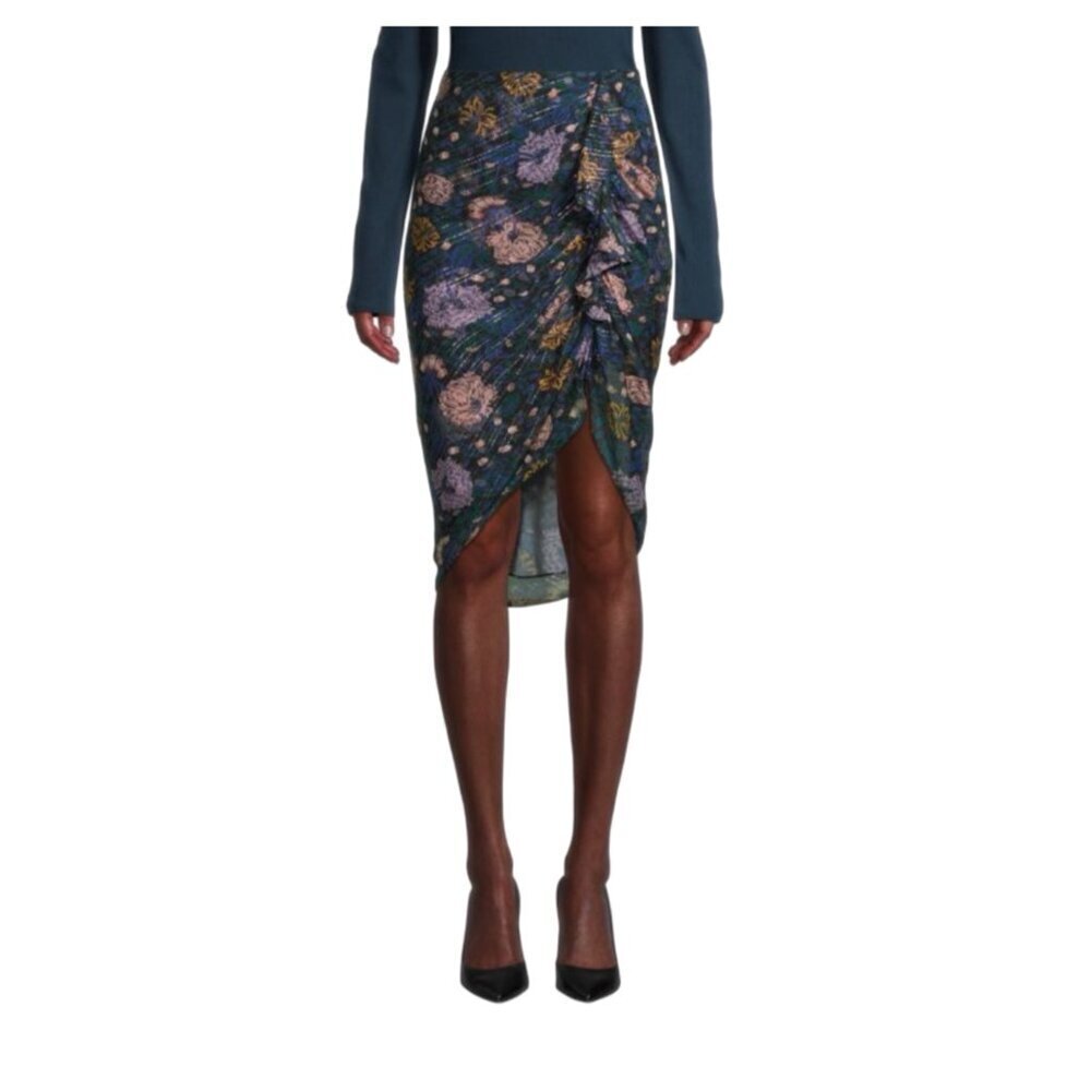 Veronica Beard Silk Skirt Hazel Black Floral Size 10